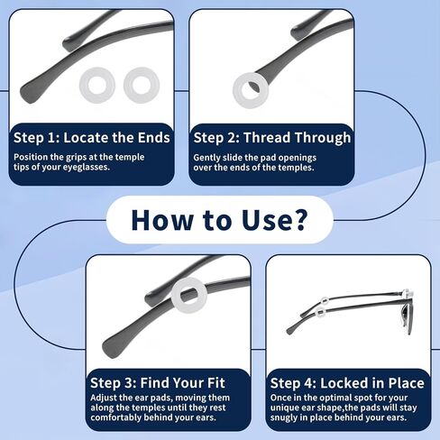 نظارات سيليكون للأذن، 32 قطعة من النظارات للأذن، نظارات سيليكون لمنع الانزلاق، نظارات للأذن مانعة للانزلاق من مقابض الأذن المنزلقة للنظارات (أسود، أبيض، أرجواني، أزرق) in Kuwait