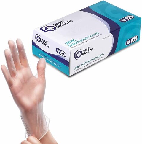Safe Health Clear Vinyl Exam Gloves,S M L XL,100-Count 3 Mil Medical-Disposable Powder-Free Latex-Free Nursing-Office-Law Enforcement,Clear Large (L) Box of 100,FIY1043G in Saudi Arabia