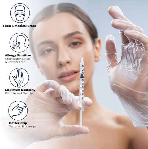 Safe Health Clear Vinyl Exam Gloves,S M L XL,100-Count 3 Mil Medical-Disposable Powder-Free Latex-Free Nursing-Office-Law Enforcement,Clear Large (L) Box of 100,FIY1043G in Saudi Arabia