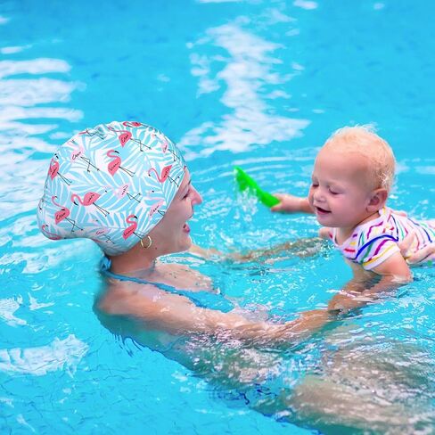 قطعتين النساء قبعة السباحة سيليكون الشعر الطويل أوراق فلامنغو المطبوعة قبعة السباحة للماء الشعر قبعة السباحة قبعة الاستحمام مريحة للنساء الفتيات in Kuwait