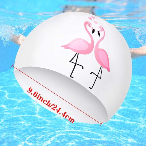 قطعتين النساء قبعة السباحة سيليكون الشعر الطويل أوراق فلامنغو المطبوعة قبعة السباحة للماء الشعر قبعة السباحة قبعة الاستحمام مريحة للنساء الفتيات in Kuwait