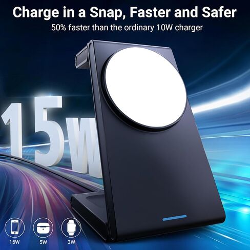 Foldable 3 in 1 Charging Station for Multiple Devices, Travel Wireless Charger for MagSafe Charger Stand, Magnetic Charging Stand for iPhone 15/14/13/12 for Apple Watch AirPods in Kuwait