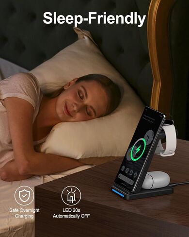 Facbiny 3 in 1 Wireless Charging Station for Google Pixel 8 Pro / 8/7 Pro/ 7/6 Pro/ 6/5,[Only for Pixel Watch 2],Pixel Buds,Charger Stand for Google Pixel/iPhone/Airpods/Samsung (Black) in Saudi Arabia