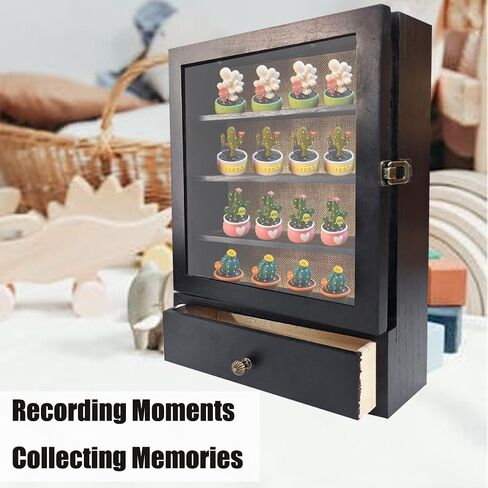 11×14 Wood Shadow Boxes Display Cases with Removable Shelves and Drawers,Shadow Box Picture Frames Deep ,Memory Boxes for Keepsakes for Display The Pictures, Collections, Medals, Bouquet (Black) in Saudi Arabia