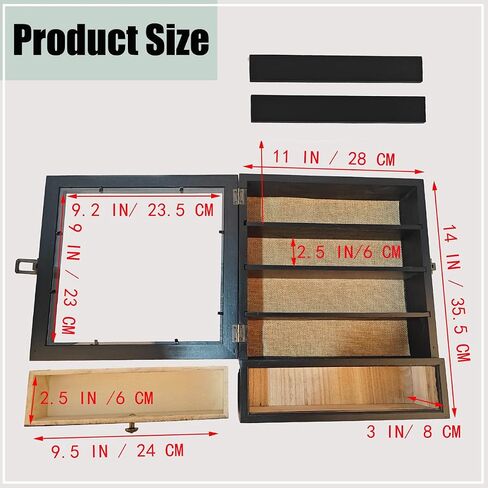 11×14 Wood Shadow Boxes Display Cases with Removable Shelves and Drawers,Shadow Box Picture Frames Deep ,Memory Boxes for Keepsakes for Display The Pictures, Collections, Medals, Bouquet (Black) in Saudi Arabia