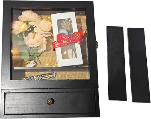 11×14 Wood Shadow Boxes Display Cases with Removable Shelves and Drawers,Shadow Box Picture Frames Deep ,Memory Boxes for Keepsakes for Display The Pictures, Collections, Medals, Bouquet (Black) in Saudi Arabia