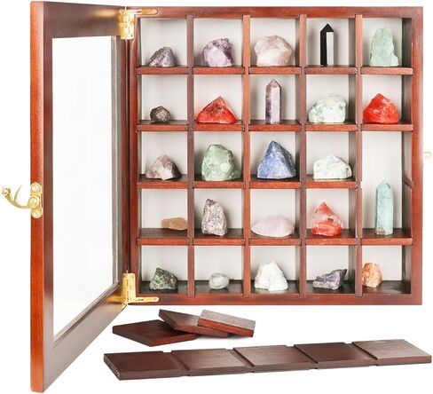 Rock Collections Box for Kids - Shadow Box Display Cases with Door - Rock Display case for Collectibles - Rock Collection Storage - Display Shelf for Collectibles in Kuwait