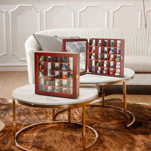 Rock Collections Box for Kids - Shadow Box Display Cases with Door - Rock Display case for Collectibles - Rock Collection Storage - Display Shelf for Collectibles in Kuwait