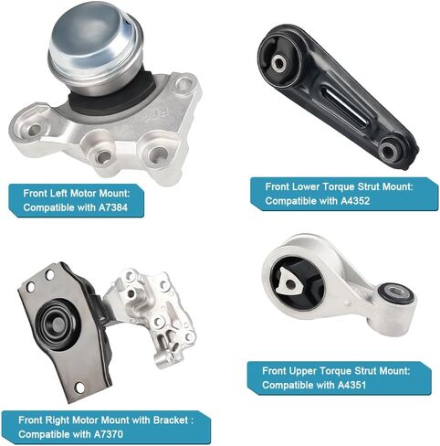 JDMON 4 قطع حامل المحرك واستبدال المحرك Trans Motor لـ 2008-2013 Nissan Rogue 2.5L FWD، 2014 2015 Rogue Select 2.5L FWD، 2007-2012 Nissan Sentra 2.5L، متوافق مع A7370، A7384، A4351، A4352 in Kuwait