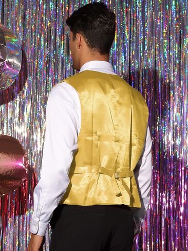 Lars Amadeus Sequin Waistcoat for Men's V-Neck Sleeveless Disco Sparkly Suit Vest in Saudi Arabia