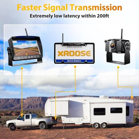 Wireless Backup Camera System: 7" HD 1080P Recording Monitor Truck Trailer Hitch Rear View Camera Waterproof Stable Digital Signal Parking Lines for Car RV Xroose CMK2 in Kuwait