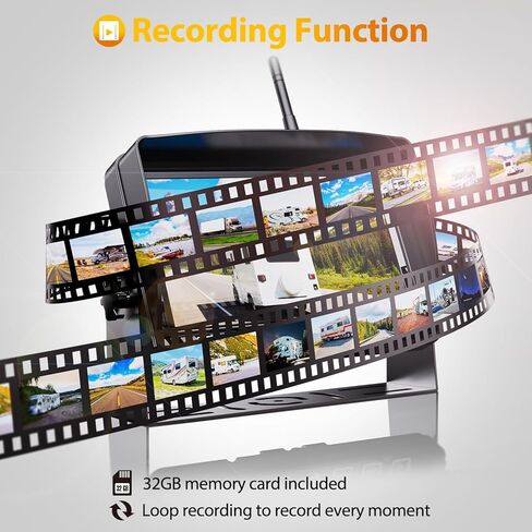 Wireless Backup Camera System: 7" HD 1080P Recording Monitor Truck Trailer Hitch Rear View Camera Waterproof Stable Digital Signal Parking Lines for Car RV Xroose CMK2 in Kuwait