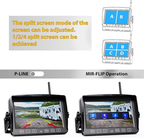 Wireless Backup Camera System: 7" HD 1080P Recording Monitor Truck Trailer Hitch Rear View Camera Waterproof Stable Digital Signal Parking Lines for Car RV Xroose CMK2 in Kuwait