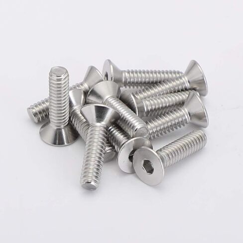 براغي ذات رأس مسطح مقاس 1/4-20 × 1/2 بوصة، براغي غاطسة، محرك مقبس ألين، من الفولاذ المقاوم للصدأ 18-8 (304)، خيط كامل، لمسة نهائية لامعة، 20 قطعة in Saudi Arabia