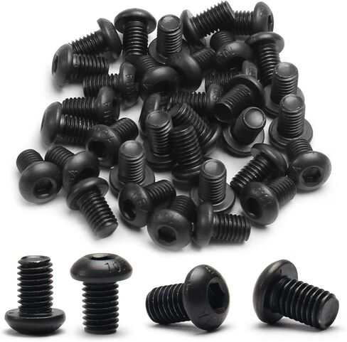 MroMax M5x10mm عرافة المقبس رئيس آلة مسامير الكربون الصلب الداخلية عرافة المقبس جولة مسمار لولبي الرأس السحابات الأثاث البراغي الأسود لهجة 50 قطعة in Kuwait