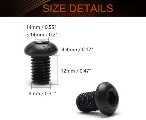 MroMax M5x10mm عرافة المقبس رئيس آلة مسامير الكربون الصلب الداخلية عرافة المقبس جولة مسمار لولبي الرأس السحابات الأثاث البراغي الأسود لهجة 50 قطعة in Kuwait