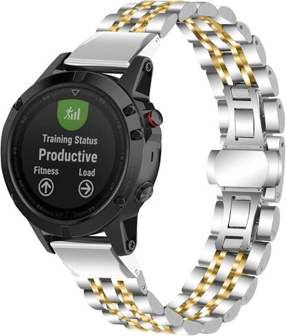 سوار ساعة معدني متوافق مع Garmin Fenix ​​7S/Fenix ​​5S/Fenix ​​6S سريع التركيب من الفولاذ المقاوم للصدأ الصلب البديل سوار معصم للنساء والرجال in Saudi Arabia