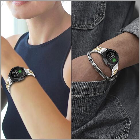 سوار ساعة معدني متوافق مع Garmin Fenix ​​7S/Fenix ​​5S/Fenix ​​6S سريع التركيب من الفولاذ المقاوم للصدأ الصلب البديل سوار معصم للنساء والرجال in Saudi Arabia
