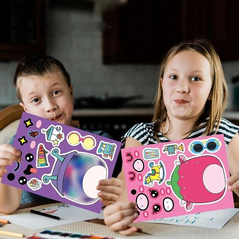 36 ورقة 𝓢𝓺𝓾𝓲𝓼𝓱𝓶𝓪𝓵𝓵𝓸𝔀𝓼 ملصقات كرتونية تصنع وجهًا للأطفال، هدايا حفلات أعياد الميلاد مختلطة ومتطابقة مع 12 تصميمًا لشخصيات خيالية اصنع ملصقاتك الخاصة كهدايا in Kuwait