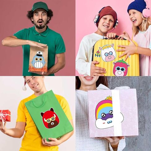 36 ورقة 𝓢𝓺𝓾𝓲𝓼𝓱𝓶𝓪𝓵𝓵𝓸𝔀𝓼 ملصقات كرتونية تصنع وجهًا للأطفال، هدايا حفلات أعياد الميلاد مختلطة ومتطابقة مع 12 تصميمًا لشخصيات خيالية اصنع ملصقاتك الخاصة كهدايا in Kuwait