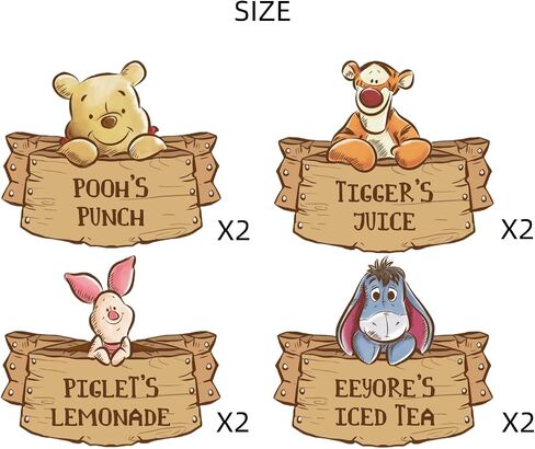 8 PCS Winnie Drink Labels Stickers for Birthday Party Classic Pooh Baby Shower Decorations Bee Bear Themed Party Decor Supplies in Saudi Arabia