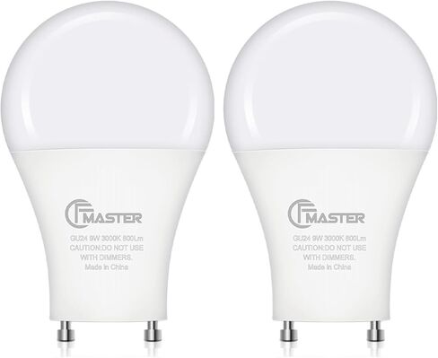لمبة إضاءة GU24 LED، 9 وات (ما يعادل 60 وات)، ضوء نهاري 5000 كلفن، لمبة إضاءة GU24 على شكل A19، مصابيح 800 لومن GU24 LED، CRI 85، قائمة ETL غير قابلة للتعتيم (عبوة من قطعتين) in Saudi Arabia