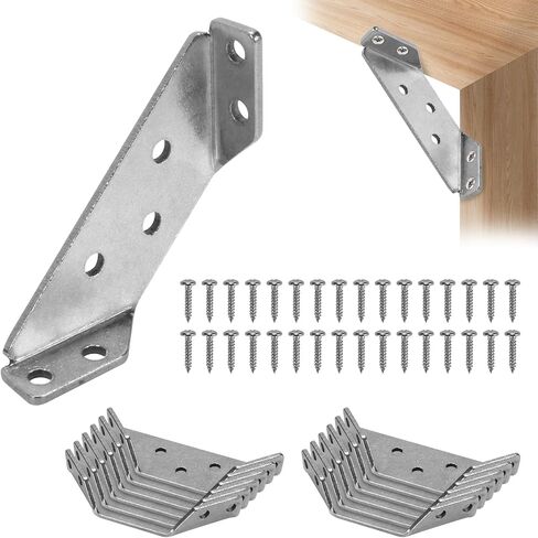 24Pcs Universal Stainless Steel Furniture Corner Connector, Corner Brace Brackets, Angle Fasten Connector for Shelf Cabinet Table Chair with Screws (Black) in Saudi Arabia