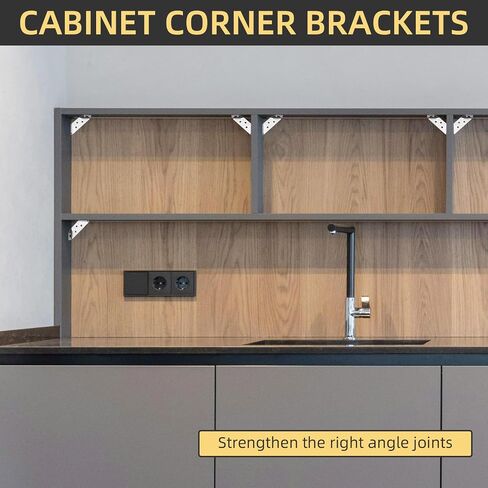 24Pcs Universal Stainless Steel Furniture Corner Connector, Corner Brace Brackets, Angle Fasten Connector for Shelf Cabinet Table Chair with Screws (Black) in Saudi Arabia