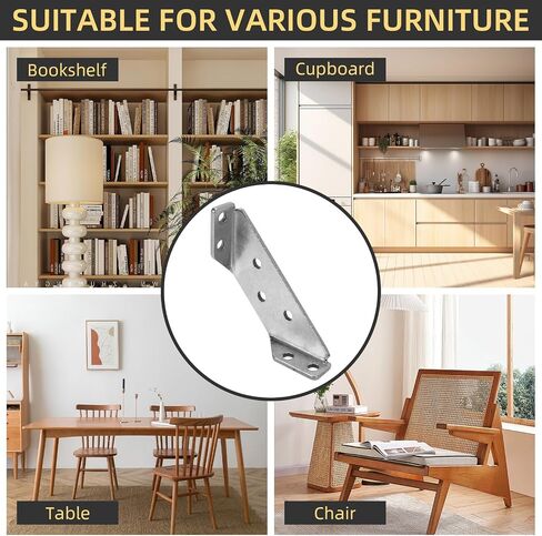 24Pcs Universal Stainless Steel Furniture Corner Connector, Corner Brace Brackets, Angle Fasten Connector for Shelf Cabinet Table Chair with Screws (Black) in Saudi Arabia