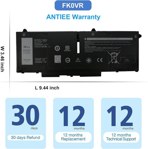 ANTIEE FK0VR Laptop Battery for Dell Latitude 7330 7430 7530 5330 P133G P133G002 P134G002 P134G P135G P135G002 P136G Series 0HFN8K HFN8K 08H6WD 8H6WD 08P81K 8P81K 0PX0GF PX0GF FKOVR 15.2V 58Wh in Saudi Arabia