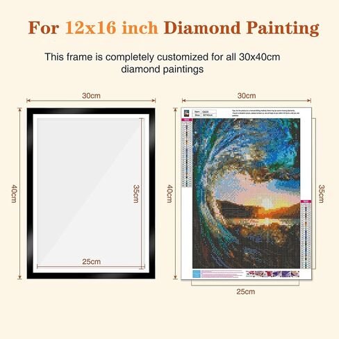 2 Pcs Flexible PVC Frames for Diamond Art, for 30*40 cm Diamond Painting (Need Trimming) , for 10x14inch Picture, Not Wood Frame, Self-Adhesive Magnetic Frame for Home Decor Wall Door Fridge (Black) in Saudi Arabia