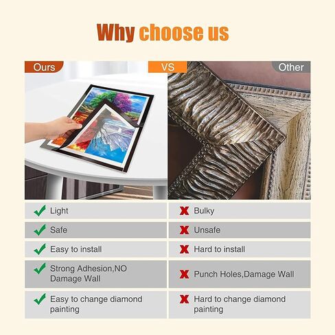 2 Pcs Flexible PVC Frames for Diamond Art, for 30*40 cm Diamond Painting (Need Trimming) , for 10x14inch Picture, Not Wood Frame, Self-Adhesive Magnetic Frame for Home Decor Wall Door Fridge (Black) in Saudi Arabia