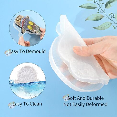 KDO Skull Resin Coaster Molds, Large Skull Shape Silicone Molds for Epoxy Resin, Skeleton Skull Decor Epoxy Resin Mold for Coaster, Home Decor, Outdoor, Resin Casting Art Crafts 4Pack in Kuwait