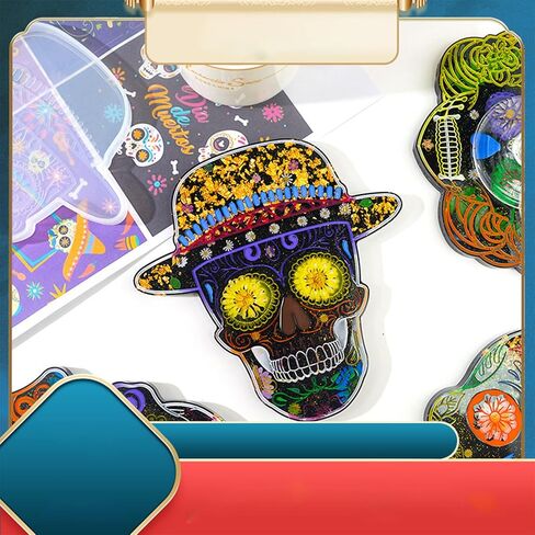 KDO Skull Resin Coaster Molds, Large Skull Shape Silicone Molds for Epoxy Resin, Skeleton Skull Decor Epoxy Resin Mold for Coaster, Home Decor, Outdoor, Resin Casting Art Crafts 4Pack in Kuwait