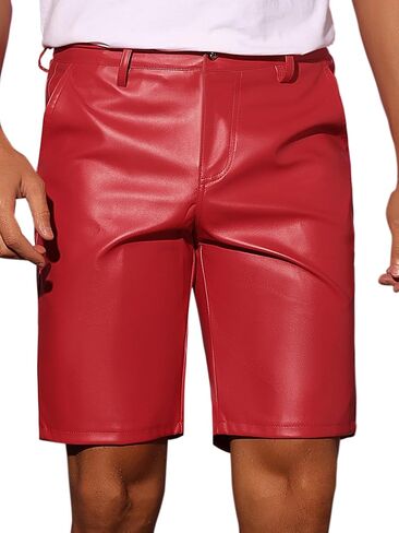 Lars Amadeus Faux Leather Shorts for Men's Hip Hop Motorcycle Biker Party Disco Shorts in Saudi Arabia