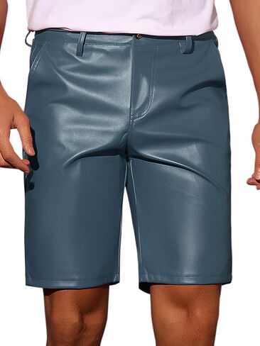 Lars Amadeus Faux Leather Shorts for Men's Hip Hop Motorcycle Biker Party Disco Shorts in Saudi Arabia