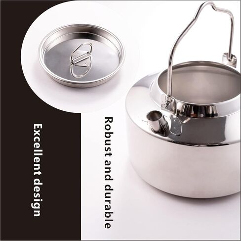 غلاية تخييم سعة 1.2 لتر، وعاء قهوة من الفولاذ المقاوم للصدأ، غلاية شاي محمولة في الهواء الطلق يمكن تسخينها مباشرة in Kuwait