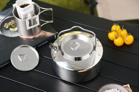 غلاية تخييم سعة 1.2 لتر، وعاء قهوة من الفولاذ المقاوم للصدأ، غلاية شاي محمولة في الهواء الطلق يمكن تسخينها مباشرة in Kuwait