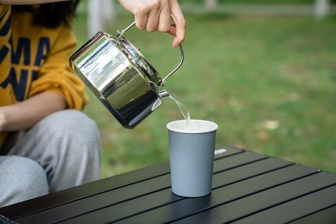 غلاية تخييم سعة 1.2 لتر، وعاء قهوة من الفولاذ المقاوم للصدأ، غلاية شاي محمولة في الهواء الطلق يمكن تسخينها مباشرة in Kuwait