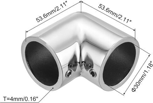 uxcell Boat Handrail Fitting, 2-Way Elbow Pipe Connector Marine Grade 316 Stainless Steel Pipe Fitting Connector 4mm for 1-3/16inch OD Tube Shelves Display Racks in Saudi Arabia