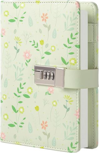 Diary with Lock, Flower and Butterfly Journal, Refillable PU Leather Diary with Lock and Key for Women Girls, B6 Secret Personal Daily Journal, Vintage Locking Diary, 224 Pages Lined Journal in Kuwait