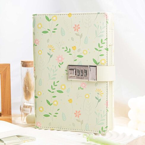 Diary with Lock, Flower and Butterfly Journal, Refillable PU Leather Diary with Lock and Key for Women Girls, B6 Secret Personal Daily Journal, Vintage Locking Diary, 224 Pages Lined Journal in Kuwait
