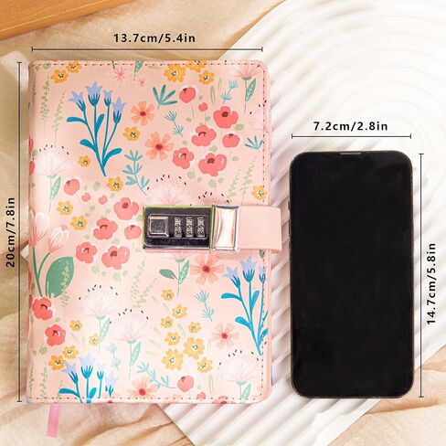 Diary with Lock, Flower and Butterfly Journal, Refillable PU Leather Diary with Lock and Key for Women Girls, B6 Secret Personal Daily Journal, Vintage Locking Diary, 224 Pages Lined Journal in Kuwait