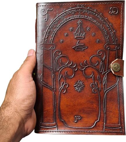 Quirky Craft Brown Leather Journal Doors of Durin Tolkien Lord of the Ring Embossed Journal Book of Shadows Notebook in Saudi Arabia