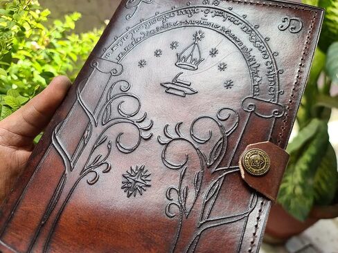 Quirky Craft Brown Leather Journal Doors of Durin Tolkien Lord of the Ring Embossed Journal Book of Shadows Notebook in Saudi Arabia