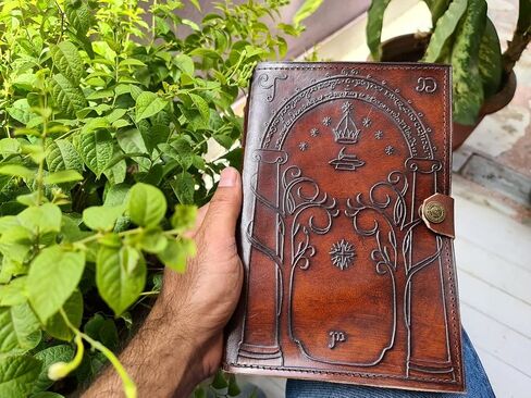 Quirky Craft Brown Leather Journal Doors of Durin Tolkien Lord of the Ring Embossed Journal Book of Shadows Notebook in Saudi Arabia