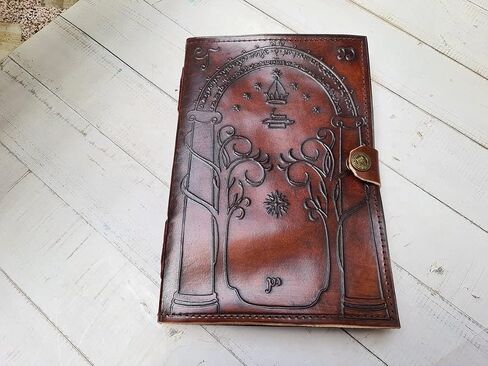 Quirky Craft Brown Leather Journal Doors of Durin Tolkien Lord of the Ring Embossed Journal Book of Shadows Notebook in Saudi Arabia