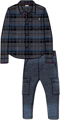 Splendid Boys' Kids' Long Sleeve Top and Pant Set, Asphalt, 6 in Saudi Arabia