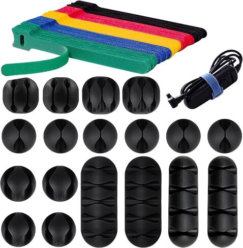 140 حزمة مجموعة إدارة سلك الكابل، DPISILYY 120+20 ربط حلقة ربط الكابلات وأشرطة شاحن منظم سلك للكابلات الفوضوية المكتبية وملحقات الكمبيوتر الشخصي in Kuwait