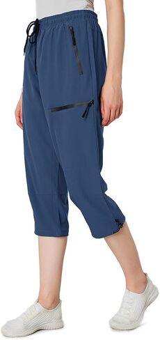 Women's Hiking Capris Quick Dry Lightweight Elastic Waist Cargo Capri with 4 Pockets UPF 50+ for Outdoor，Golf in Saudi Arabia